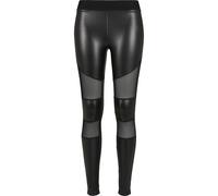 Urban Classics Damen-Leggings Tech-Mesh Faux-Leder Schwarz Größe M