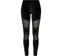 Leggings URBAN CLASSICS "Urban Classics Damen Ladies Velvet Tech Mesh Leggings", Damen, Gr. S, US-Größen, schwarz, 92% Polyester, 8% Elasthan, unifarben, skinny fit, Hosen Leggings (81767859-S) schwar