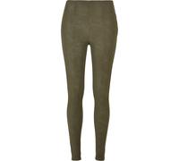 Leggings URBAN CLASSICS "Urban Classics Damen Ladies Washed Faux Leather Pants", Damen, Gr. 5XL, US-Größen, olive, 85% Polyester, 15% Elasthan, unifarben, slim fit, Hosen Leggings (61968658-5XL) olive