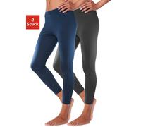 Leggings VIVANCE ACTIVE, Damen, Gr. 44/46, N-Gr, blau (navy, schwarz), Single Jersey, Obermaterial: 95% Baumwolle, 5% Elasthan, unifarben, Basic, Basic lang, Hosen Leggings, mit Gummibund, Loungewear 