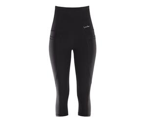 Leggings WINSHAPE "¾-Functional Comfort HWL215C", Damen, Gr. XS, Normalgrößen, schwarz, 85% Polyester, 15% Elasthan, Hosen Leggings, High Waist mit praktischen Taschen (67042050-XS) schwarz