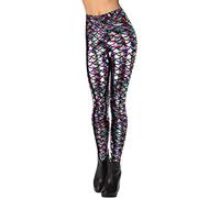 Leggins Meerjungfrau Damen Schuppenmuster Leggings Mermaid Glitzer Leggings Fisch Schuppen Scale Glänzend Strumpfhose Hüfthose Hose Skinny Pants Für Karneval Kostüm Leggins ( Color : D , Size : XXL )