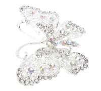Legierung Strass Schmetterlingsbrosche Silber, mit 1 Stück, Elegant | Halloween Geschenkideen, Weihnachten Feier, für Schal und Blumenband, Glänzendes Kristallfinish