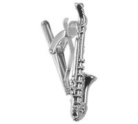 Legierung und Kupfer Saxophon Krawattenklammer Silberne für Herren | Musikdesign mit Feiner Politur, Clip On Klemme, Stabilisiert Dicke Krawatten bei Hochzeiten und Partys