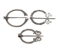 Legierung Wikinger Brosche Vintage 3 Stück, Silber | Retro Umhangnadel mit Schnallenverschluss, Vielseitiges Kostüm Zubehör, für Mittelalterliche Outfits und Tücher