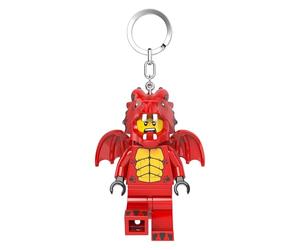 LEGO Drachenanzug LED Schlüsselanhänger - Dragon Suit Guy - große Minifigur 7,6 cm mit Licht (KE196H), beweglich, rot, mit Batterien - für Kinder & Erwachsene, Geschenkidee für LEGO Fans