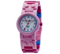 LEGO Friends 8020172 Stephanie Kinder-Armbanduhr mit Minifigur und Gliederarmband zum Zusammenbauen , rosa/weiß, Kunststoff , Gehäusedurchmesser 25 mm , analoge Quarzuhr , Junge/ Mädchen , offiziell