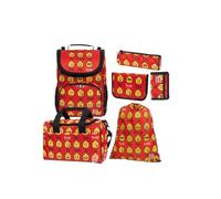 LEGO® Minifigures™ Today I Feel - RED Schulrucksack/Kindergartenrucksack Set I 6-teilig Set mit Schulranzen, Sporttasche, Turnbeutel, 2 Federmäppchen & Geldbörse I Ergonomisch & reflektierend