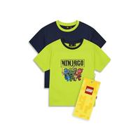 Lego® NINJAGO® T-Shirts für Jungen - 2er-Pack aus 100% Bio-Baumwolle | Bequemes Kinder T-Shirt mit Ninja-Print | Grünes und blaues Oberteil für Fans