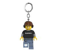 LEGO Schlüsselanhänger Videospiel Guy mit LED-Taschenlampe - 7.6 cm große Minifigur (KE217H) - voll beweglich - inkl. Batterien - Gaming Geschenkidee für Kinder & Fans
