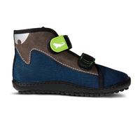 Barfußschuh LEGUANO "LEGUANITO SCIPPO", Kinder, Gr. 25, blau, grau, braun, Textil, Schuhe Barfußschuh, Klettschuh, Bequemschuh, Flat mit verstellbaren Klettverschlüssen (13026001-25) blau, grau, braun