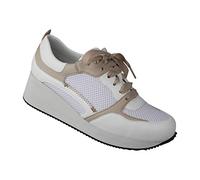 Lei by tessamino Damen Schnürer Sneaker Nala, Weite H, Hallux geeignet, Sportschuhe Turnschuhe, Bunte Freizeitschuhe, Memory Foam, atmungsaktiv, herausnehmbares Fußbett 38 beige