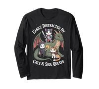 Leicht abgelenkt von Katzen und Side Quests Dragon Gamer Kids Langarmshirt
