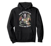 Leicht abgelenkt von Katzen und Side Quests Dragon Gamer Kids Pullover Hoodie