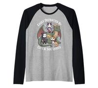Leicht abgelenkt von Katzen und Side Quests Dragon Gamer Kids Raglan