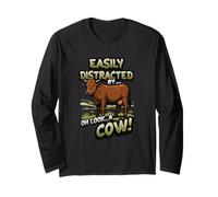 Leicht abgelenkt von Oh Look A Cow Lustiges Bauernhoftier Langarmshirt