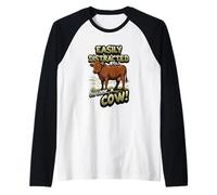 Leicht abgelenkt von Oh Look A Cow Lustiges Bauernhoftier Raglan