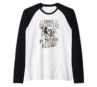 Leicht abgelenkt von Oh Look A Cow Lustiges Bauernhoftier Raglan