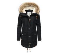 Leicht gefütterter Winter Kurzmantel mit Kunstfellkragen und Kapuze "Jane YOUMODO" Black L