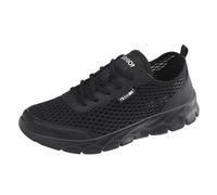 Leichte Atmungsaktive Mesh Laufschuhe Für Herren Sommer Casual Freizeit Große Größen Bequeme Schnürschuhe (Black, 42)