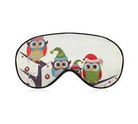 Leichte Augenmaske mit verstellbarem Riemen, niedliche Weihnachts-Eulen auf Ast, bedruckt, bequeme Schlafmasken, lichtblockierende Augenklappen, Augenabdeckung für Büro, Nickerchen, Reisen