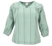 Leichte Baumwollbluse, Boho Schlupfbluse mit V-Ausschnitt, grün, S