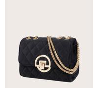 Leichte, Business-Casual-Mini-Schultertasche mit gestepptem Metallschloss und Kette, Clutch mit Klappe, Abendtasche mit abnehmbarer Kette, Umhängetasc