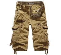 Leichte Cargo-Shorts für Herren, Übergröße, Caprihose mit Taschen, elastischer Bund, Shorts, Outdoor, bequeme Workout-Shorts, khaki, 6XL