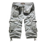 Leichte Cargo-Shorts für Herren, Übergröße, kurze Hose mit Taschen, elastische Taille, Shorts, Outdoor, bequeme Workout-Shorts, grau, M