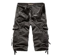 Leichte Cargo-Shorts für Herren, Übergröße, kurze Hose mit Taschen, elastische Taille, Shorts, Outdoor, bequeme Workout-Shorts, dunkelgrau, 4X-Large