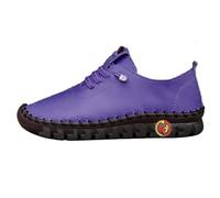 Leichte Damen-Wanderschuhe aus Netzstoff, atmungsaktiv, flache Sneaker, Fußgewölbeunterstützung, runde Zehenpartie, lässig, ohne Spitze, Loafer, Keilabsatz, violett, 36.5 EU