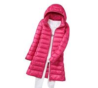 Leichte Daunenjacke Damen Lang Lange Ultraleichte Daunen Steppjacke Langer Daunenmantel Damen Leicht Puffer Jacket Damen mit Kapuze Winter Down Jacket Women Dünne Warme Puffer Mantel Damen Rosa 4XL