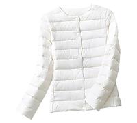 Leichte Daunenjacke Damen Leicht Puffer Jacke Lightweight Steppjacke Damen Übergangsjacke Leichter Steppmantel Winter Federleichte Dünne Daunenmantel Damen Down Jacket Daunen Women Warme Weiß M