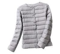 Leichte Daunenjacke Damen Leicht Puffer Jacke Lightweight Steppjacke Damen Übergangsjacke Leichter Steppmantel Winter Federleichte Dünne Daunenmantel Damen Down Jacket Daunen Women Warme Grau 3XL