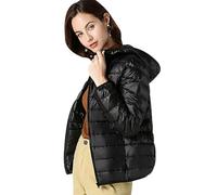 Leichte Daunenjacke Damen Steppjacke Damen Puffer Jacke Damen Leichter Steppmantel Daunenmantel Damen Leicht Federleichte Daunenjacke Down Jacket Women Packbare Kapuzen Steppjacke Damen Schwarz 8XL