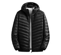 Leichte Daunenjacke für Herren, Pufferjacke mit Kapuze, gesteppter Herrenmantel, Winter-Daunenjacke, ultraleicht, verstaubar, Daunenjacke, schmale Passform, Stehkragen, gepolsterte Puffer-Steppjacken,