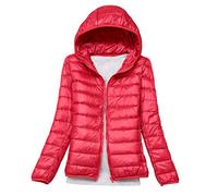 Leichte Daunenjacke Mit Kapuze Damen Steppjacke Daunenmantel Damen Winter Daunen Winterjacke Damen Leicht Ultraleichte Dünne Steppjacken Frauen Federleichte Softdaunenjacke Übergangsjacke Rot