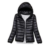 Leichte Daunenjacke Mit Kapuze Damen Steppjacke Daunenmantel Damen Winter Daunen Winterjacke Damen Leicht Ultraleichte Dünne Steppjacken Frauen Federleichte Softdaunenjacke Übergangsjacke Schwarz