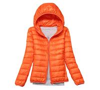 Leichte Daunenjacke Mit Kapuze Damen Steppjacke Daunenmantel Damen Winter Daunen Winterjacke Damen Leicht Ultraleichte Dünne Steppjacken Frauen Federleichte Softdaunenjacke Übergangsjacke Orange