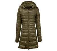 Leichte Daunenjacke Mit Kapuze Damen Steppjacke Leichter Daunenmantel Damen Winter Daunen Winterjacke Damen Leicht Ultraleichte Dünne Steppjacken Frauen Federleichte Softdaunenjacke (4A-Green, XXL)