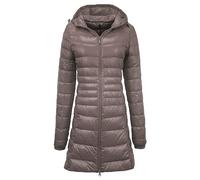 Leichte Daunenjacke Mit Kapuze Damen Steppjacke Leichter Daunenmantel Damen Winter Daunen Winterjacke Damen Leicht Ultraleichte Dünne Steppjacken Frauen Federleichte Softdaunenjacke (4A-Khaki, XL)