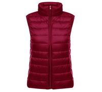 Leichte Daunenweste Damen Leicht Dünne Daunen Steppweste Damen Ärmellose Daunenjacke Damen Wattierte Weste Daunen Damen Ärmellose Steppjacke Damen Ultraleichte Daunenweste Frauen Große Größen Rot 2XL