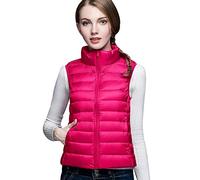 Leichte Daunenweste Damen Leicht Dünne Daunen Steppweste Damen Ärmellose Daunenjacke Damen Wattierte Weste Daunen Damen Ärmellose Steppjacke Ultraleichte Daunenweste Frauen Große Größen Rosa XL