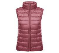 Leichte Daunenweste Damen Leicht Dünne Daunen Steppweste Damen Ärmellose Daunenjacke Damen Wattierte Weste Daunen Damen Ärmellose Steppjacke Damen Ultraleichte Daunenweste Frauen Große Größen Rosa L
