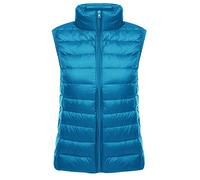 Leichte Daunenweste Damen Leicht Dünne Daunen Steppweste Damen Ärmellose Daunenjacke Damen Wattierte Weste Daunen Damen Ärmellose Steppjacke Damen Ultraleichte Daunenweste Frauen Große Größen Blau 2XL