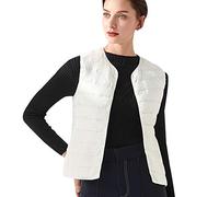 Leichte Daunenweste Damen Leicht Dünne Daunen Steppweste Damen Ärmellose Daunenjacke Damen Wattierte Weste Daunen Damen Ärmellose Steppjacke Damen Winter Ultraleichte Daunenweste Frauen Weiß 3XL