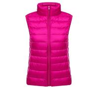 Leichte Daunenweste Damen Leicht Dünne Daunen Steppweste Damen Ärmellose Daunenjacke Damen Wattierte Weste Daunen Damen Ärmellose Steppjacke Damen Ultraleichte Daunenweste Frauen Große Größen Rosa S