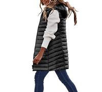 Leichte-Daunenweste Damen Leicht Rosa - Übergangsjacke Damen Lang-Steppweste Ultraleicht-Steppjacke Ärmellos Outdoorweste Lange Kapuzenweste Große Größen Daunenjacke Winter Warm Winterjacke Mantel