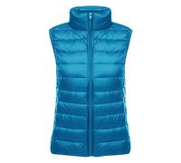Leichte Daunenweste Damen Steppweste Leicht Ärmellose Daunen Weste Damen Dünne Übergröße Ultraleicht Light Daunenjacke Ärmellos Daunenmantel Steppjacke Ultraleichte Große Größen Winter Blau L