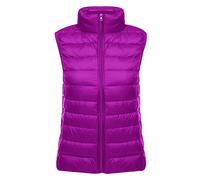 Leichte Daunenweste Damen Steppweste Leicht Ärmellose Daunen Weste Damen Dünne Übergröße Ultraleicht Light Daunenjacke Ärmellos Daunenmantel Steppjacke Ultraleichte Große Größen Winter Violett S